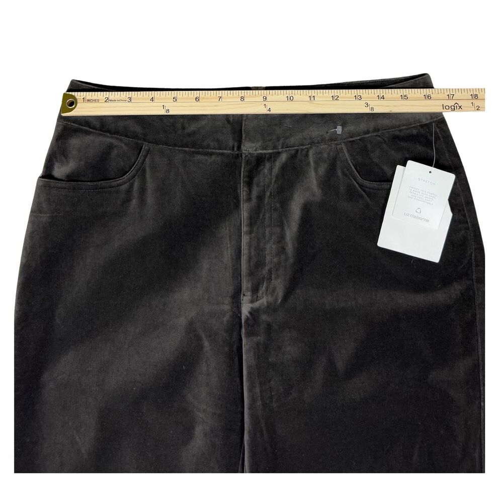 Liz Claiborne Pants Womens Velvet Stretch Pockets Size 12 Dark Olive Classic - Picture 7 of 9